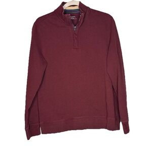 Untuckit Men's Quarter Zip Pullover Size Medium Heather‎ Burgundy Cotton Blend